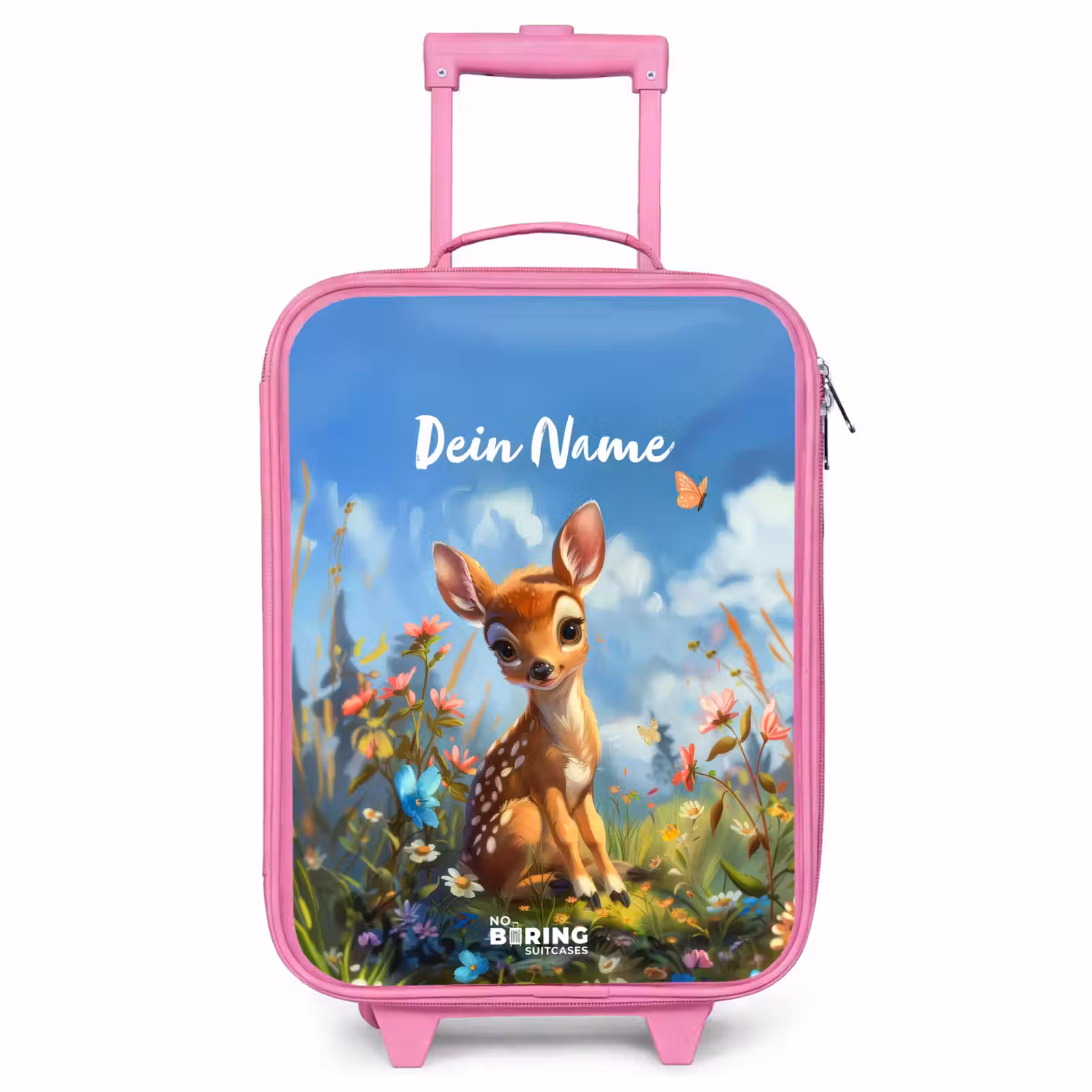 Kinderkoffer Rosa mit Name - Bailey Blumenhirsch — 1