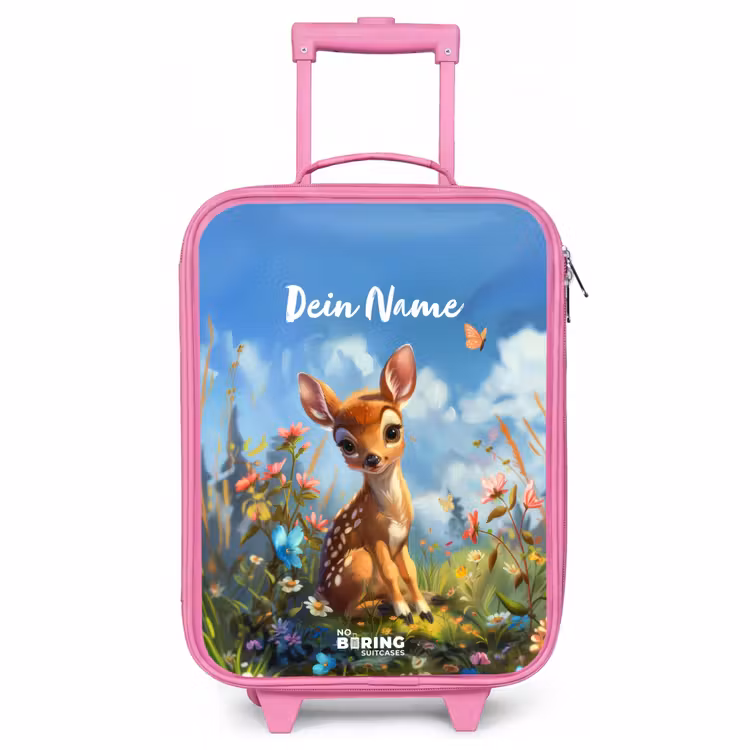 Kinderkoffer Rosa mit Name - Bailey Blumenhirsch — 1