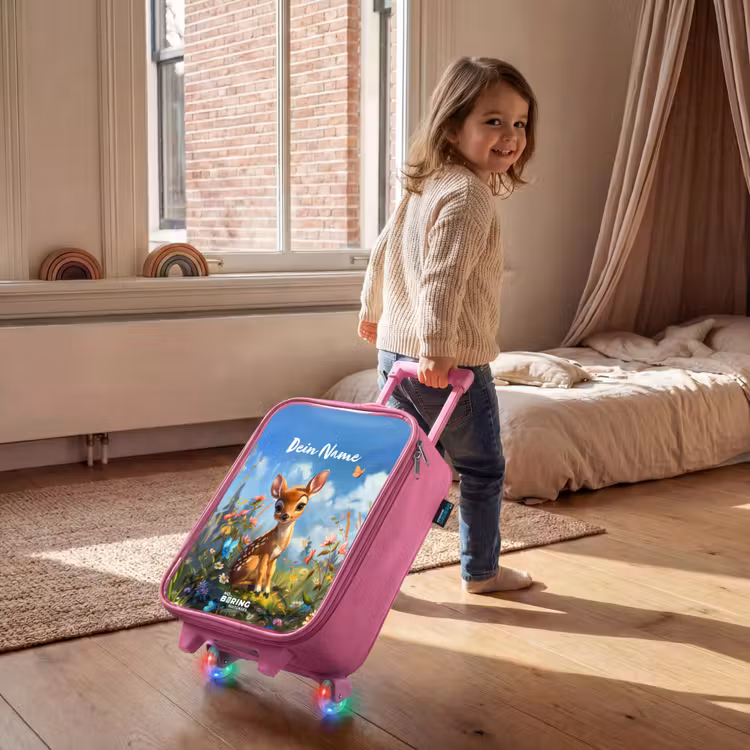 Kinderkoffer Rosa mit Name - Bailey Blumenhirsch — 2