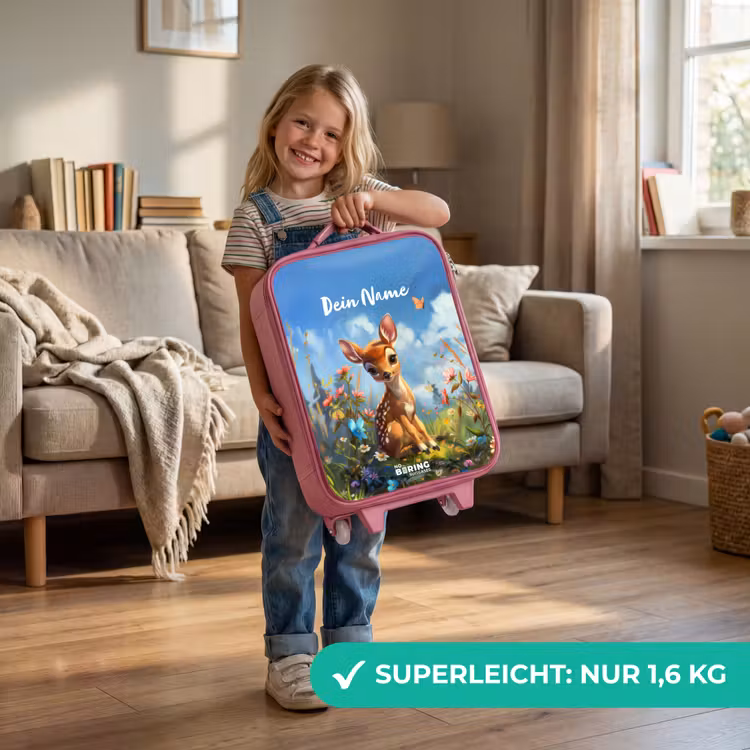 Kinderkoffer Rosa mit Name - Bailey Blumenhirsch — 3