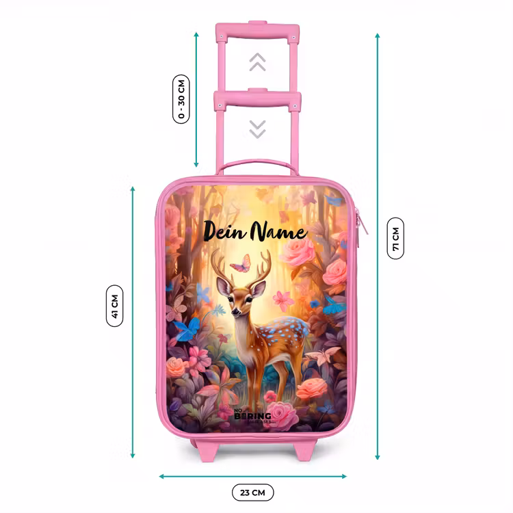 Kinderkoffer Rosa mit Name - Blühende Waldhirsche — 7