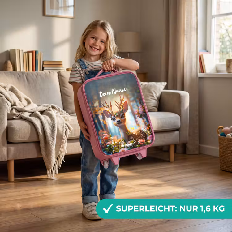 Kinderkoffer Rosa mit Name - Bo Blumengeweih — 3