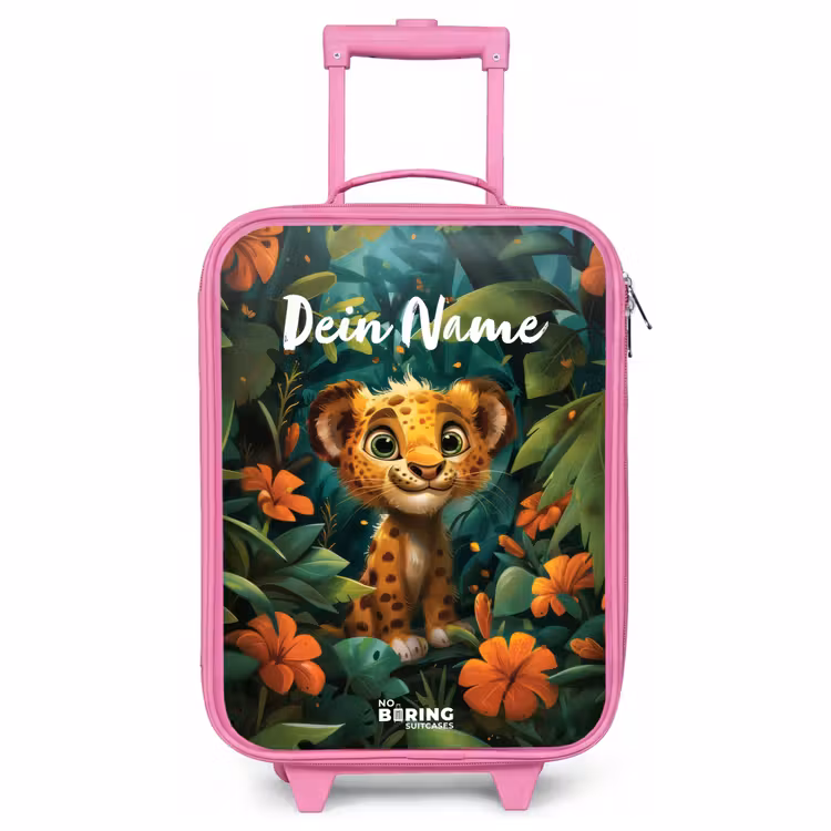 Kinderkoffer Rosa mit Name - Liam Leopard — 1