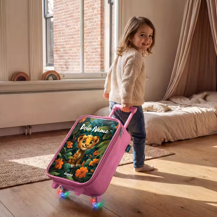 Kinderkoffer Rosa mit Name - Liam Leopard — 2