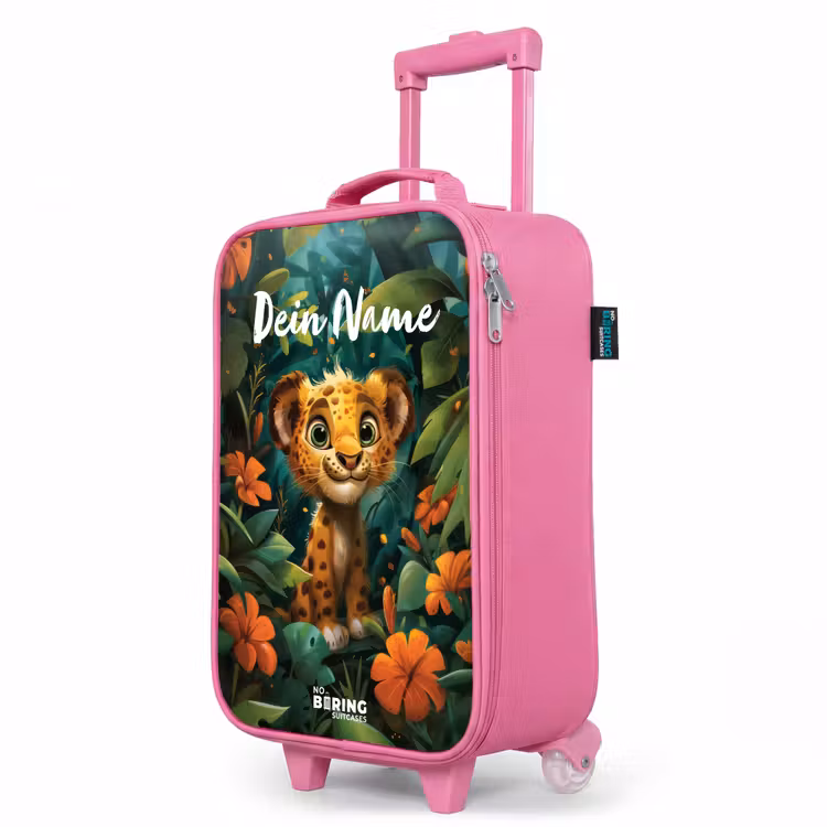 Kinderkoffer Rosa mit Name - Liam Leopard — 8