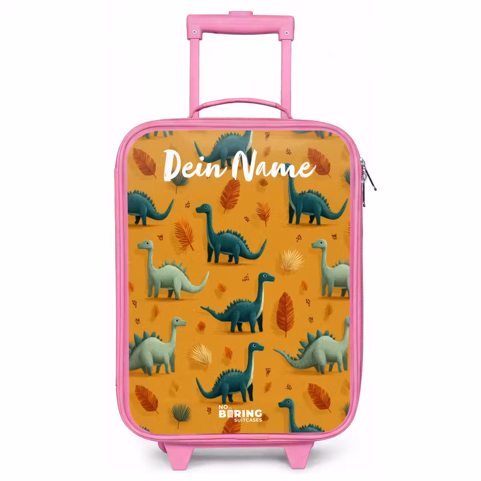 Kinderkoffer Rosa mit Name - Dino - Tiere - Muster — 1