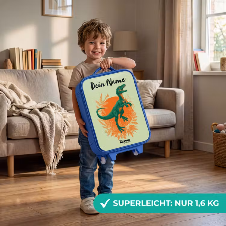 Kinderkoffer Blau mit Name - Dino - Natur - Grün — 3