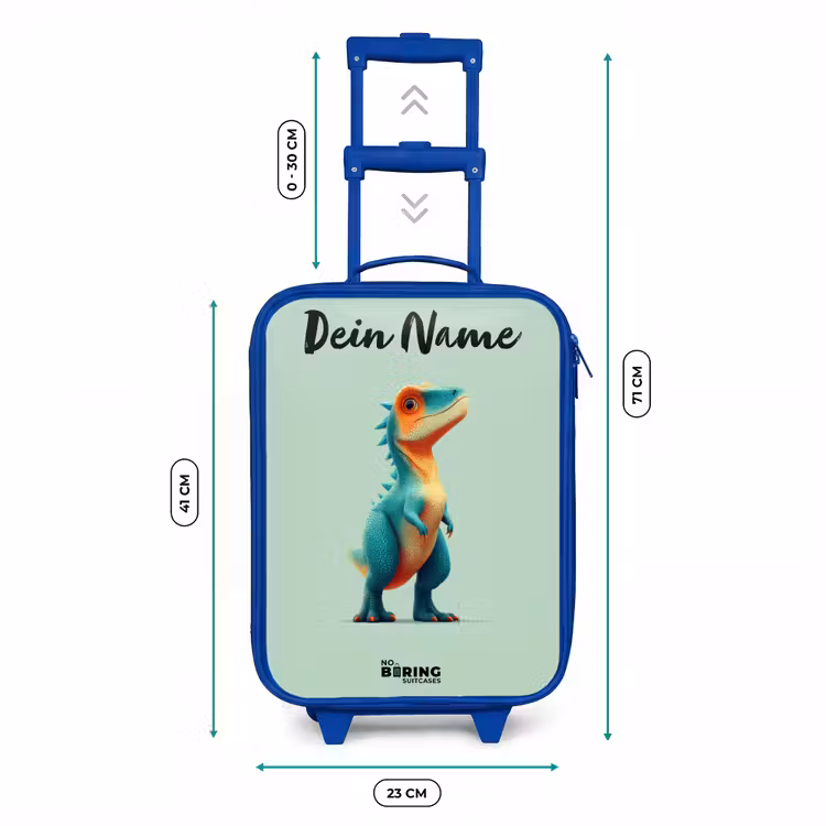Kinderkoffer Blau mit Name - Dino - Tier - Grün - Orange — 7