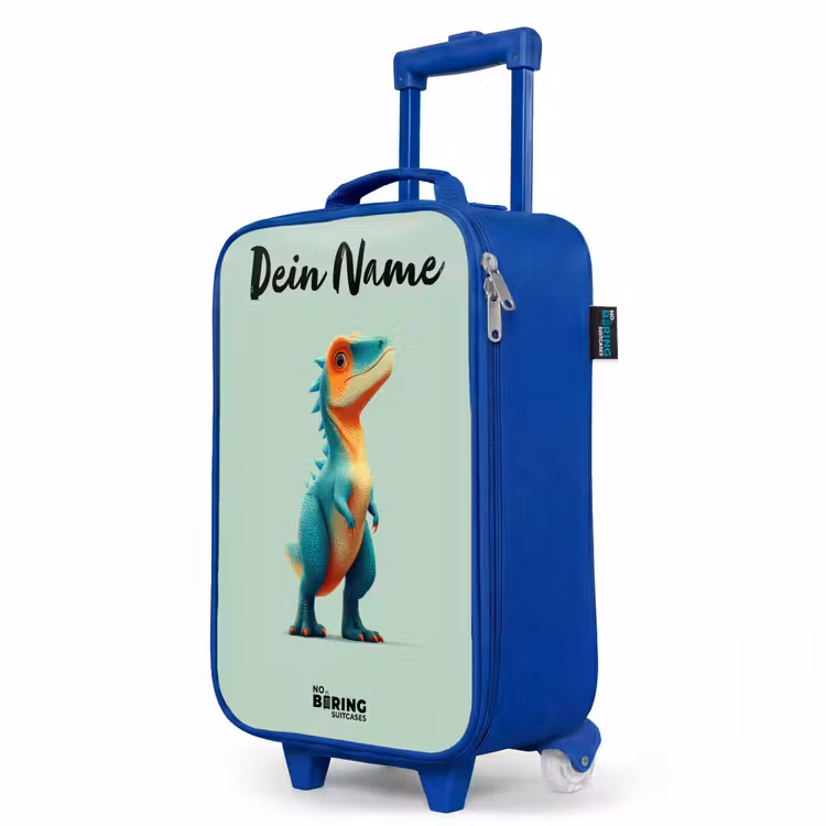 Kinderkoffer Blau mit Name - Dino - Tier - Grün - Orange — 8