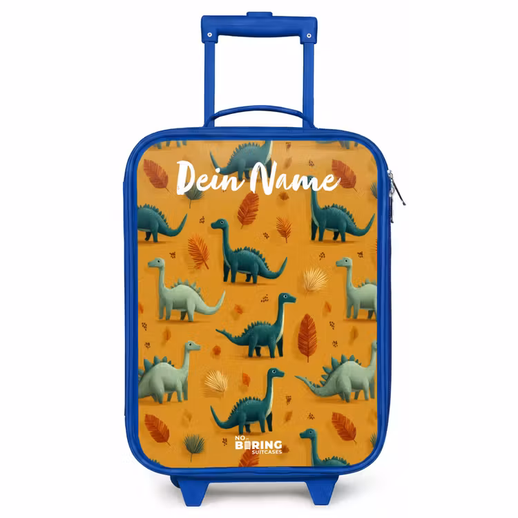 Kinderkoffer Blau mit Name - Dino - Tiere - Muster — 1