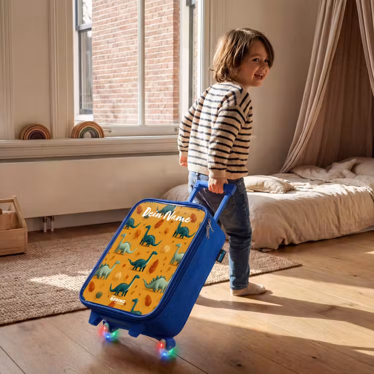 Kinderkoffer Blau mit Name - Dino - Tiere - Muster — 2