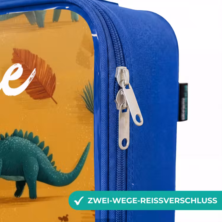 Kinderkoffer Blau mit Name - Dino - Tiere - Muster — 5