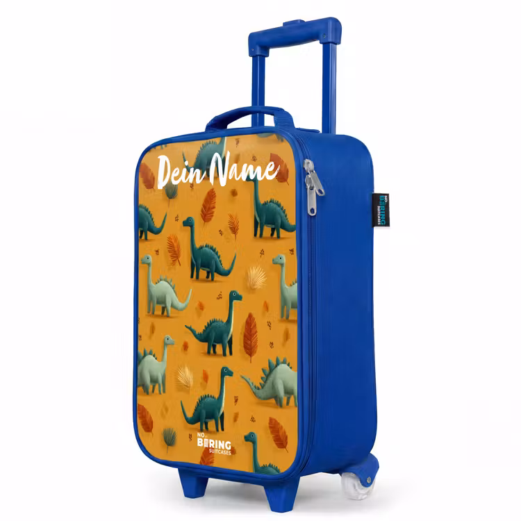 Kinderkoffer Blau mit Name - Dino - Tiere - Muster — 8