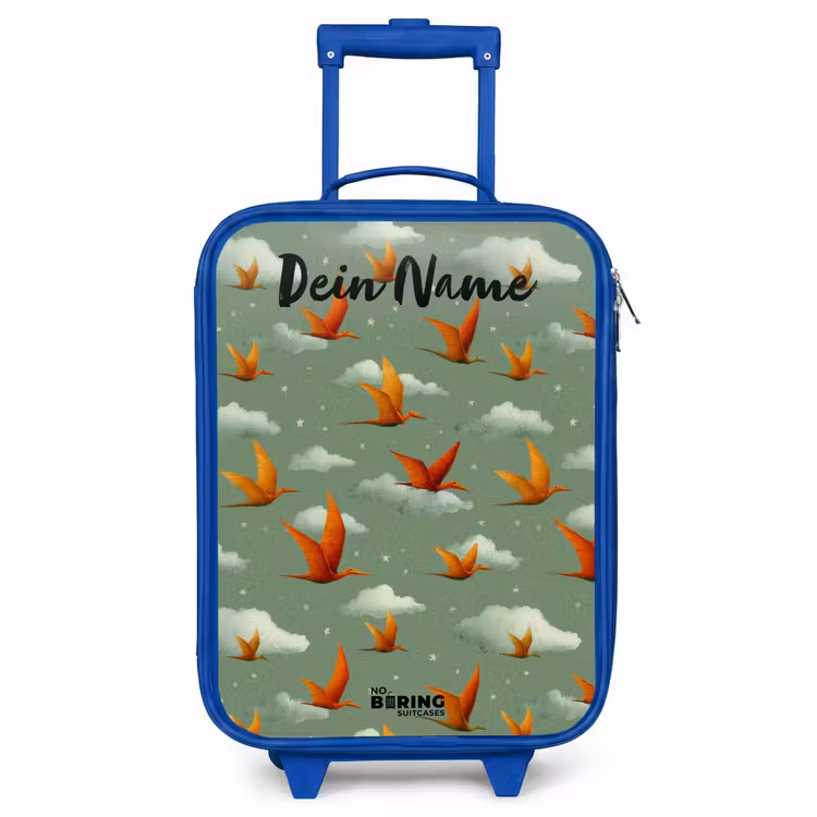 Kinderkoffer Blau mit Name - Muster - Dino - Flugsaurier — 1