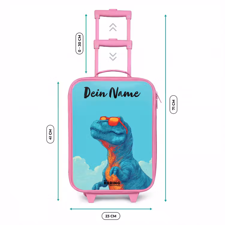 Kinderkoffer Rosa mit Name - Dino - Sonnenbrille - Blau — 7