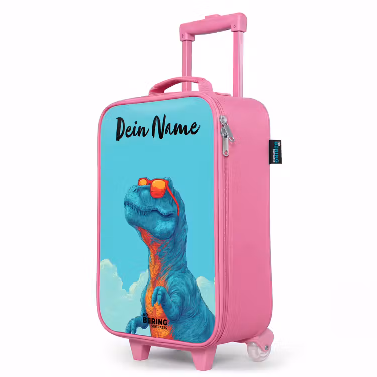Kinderkoffer Rosa mit Name - Dino - Sonnenbrille - Blau — 8