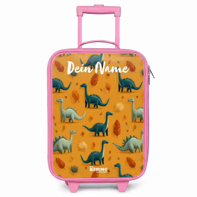Kinderkoffer Rosa mit Name - Dino - Tiere - Muster — 1