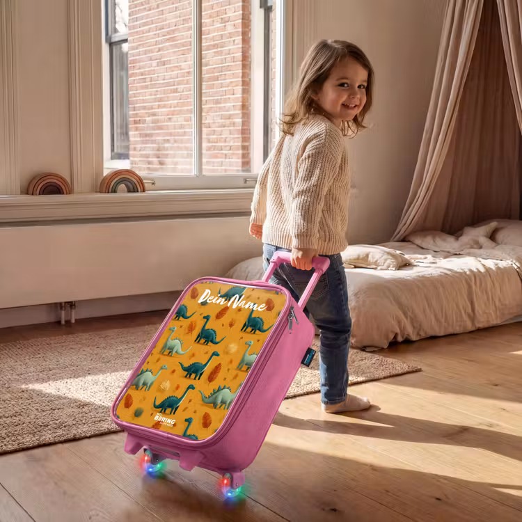 Kinderkoffer Rosa mit Name - Dino - Tiere - Muster — 2