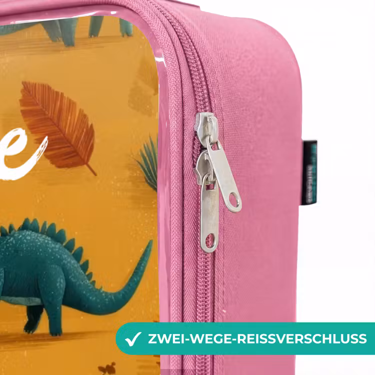 Kinderkoffer Rosa mit Name - Dino - Tiere - Muster — 5