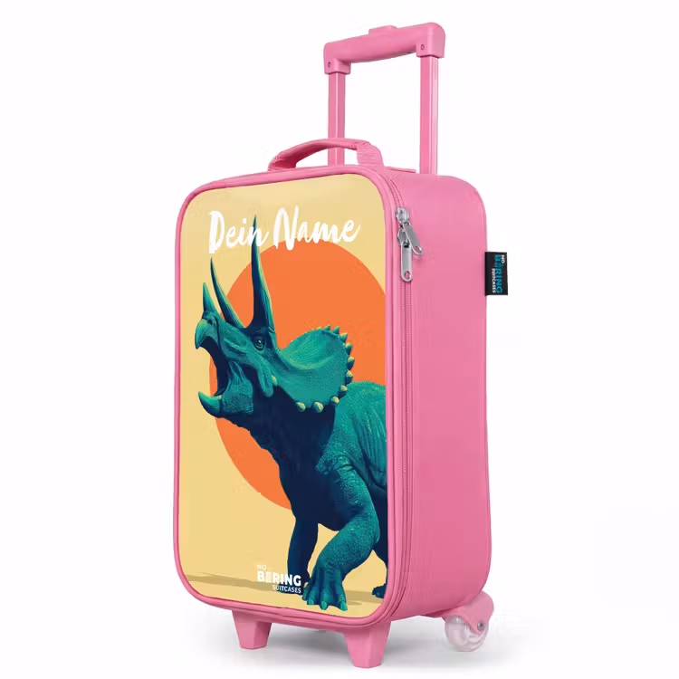 Kinderkoffer Rosa mit Name - Dino - Triceratops - Tier — 8