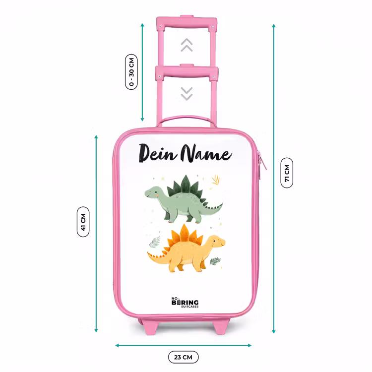 Kinderkoffer Rosa mit Name - Dinos - Tiere - Grün - Orange — 7