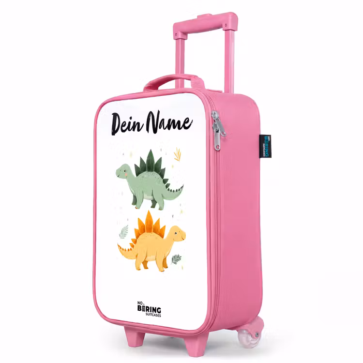 Kinderkoffer Rosa mit Name - Dinos - Tiere - Grün - Orange — 8
