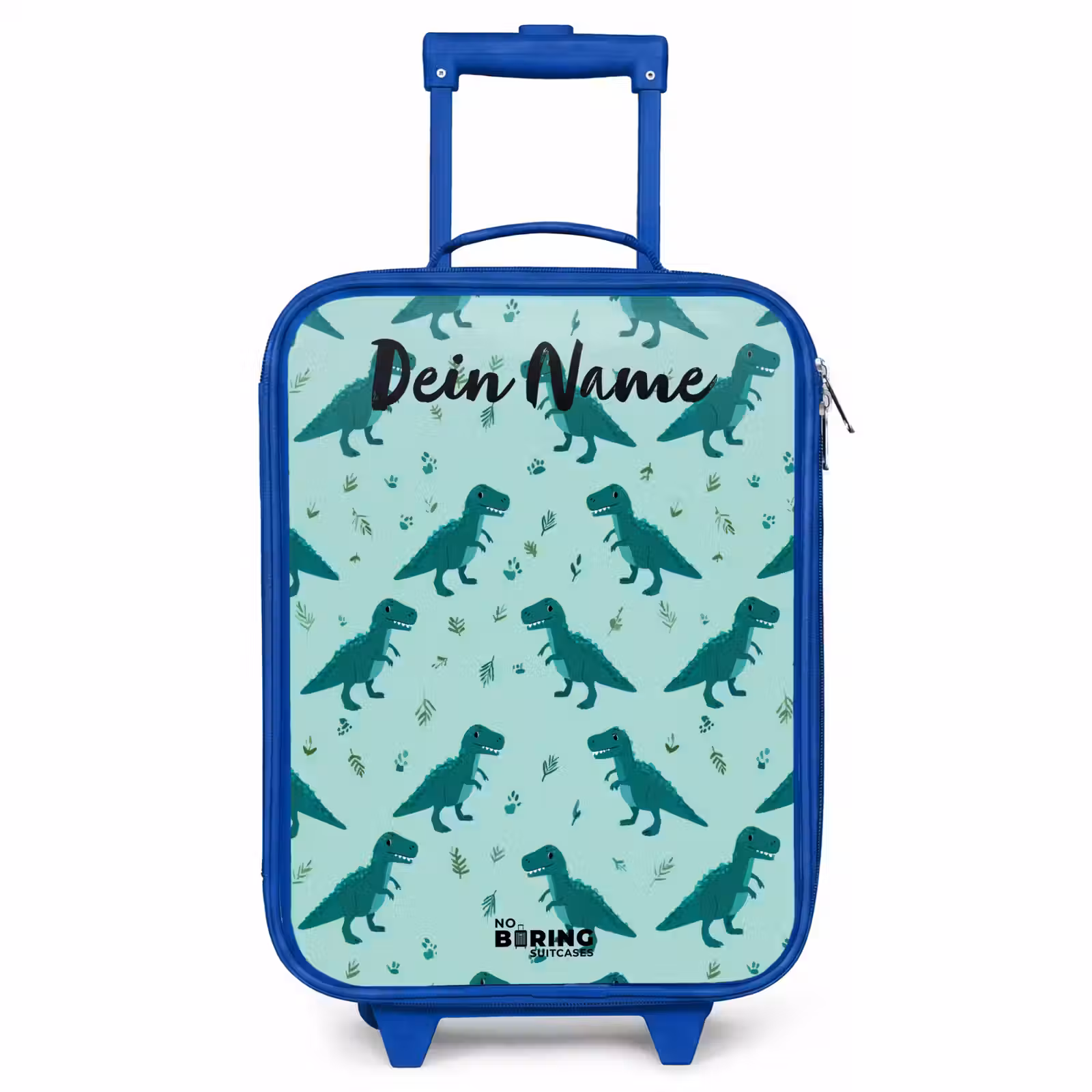 Kinderkoffer Blau mit Name - Dinos - Muster - Grün — 1