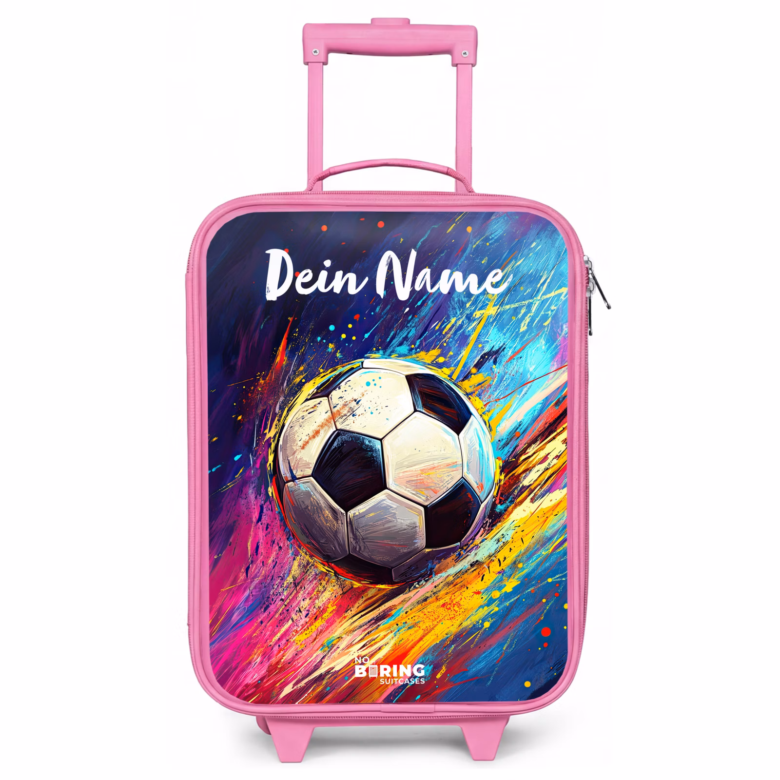 Kinderkoffer Rosa mit Name - Neon - Fußball - Farbenfroh — 1