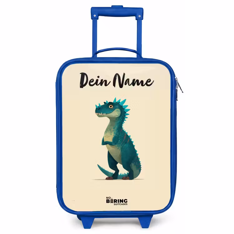 Kinderkoffer Blau mit Name - Dino - Tier - Blau - Grün — 1