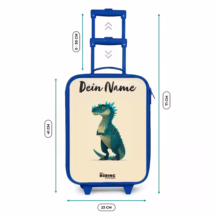 Kinderkoffer Blau mit Name - Dino - Tier - Blau - Grün — 7