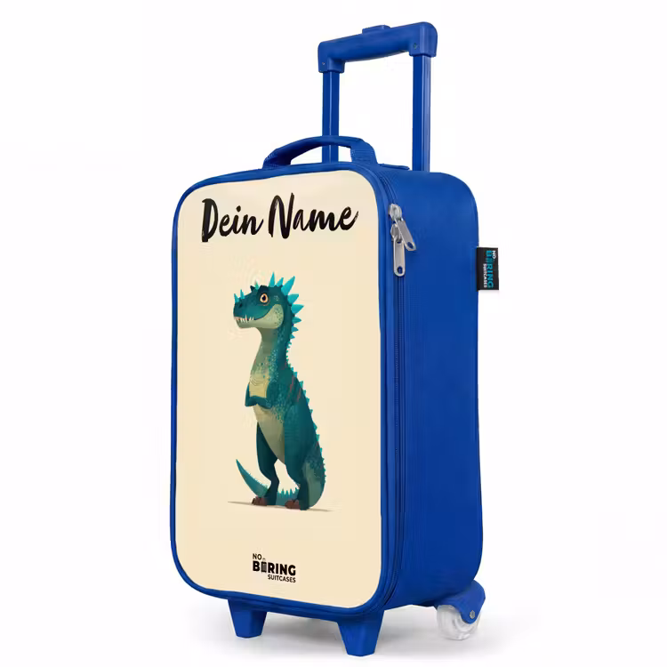 Kinderkoffer Blau mit Name - Dino - Tier - Blau - Grün — 8