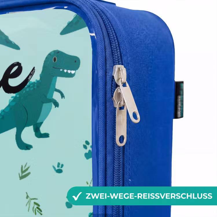 Kinderkoffer Blau mit Name - Dinos - Muster - Grün — 5
