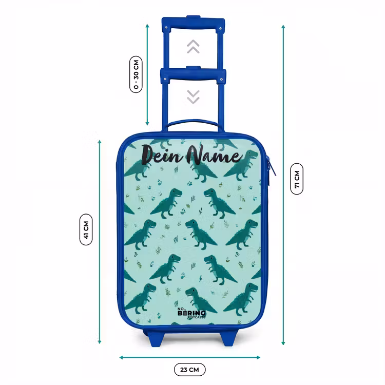 Kinderkoffer Blau mit Name - Dinos - Muster - Grün — 7