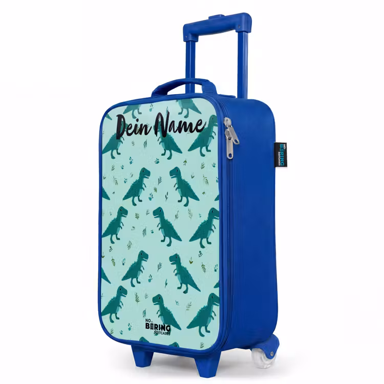 Kinderkoffer Blau mit Name - Dinos - Muster - Grün — 8