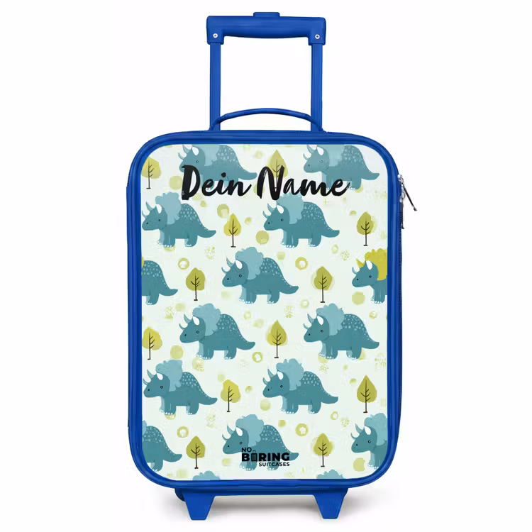 Kinderkoffer Blau mit Name - Dinosaurier - Muster - Natur — 1
