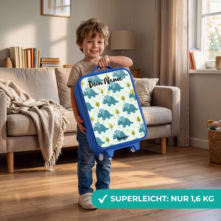 Kinderkoffer Blau mit Name - Dinosaurier - Muster - Natur — 3