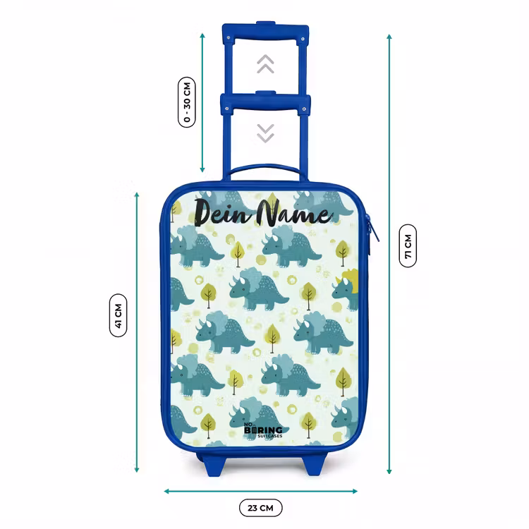 Kinderkoffer Blau mit Name - Dinosaurier - Muster - Natur — 7