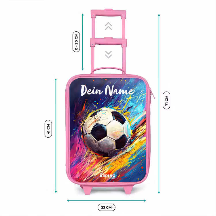 Kinderkoffer Rosa mit Name - Neon - Fußball - Farbenfroh — 7