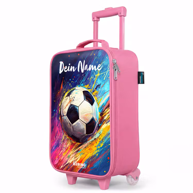 Kinderkoffer Rosa mit Name - Neon - Fußball - Farbenfroh — 8