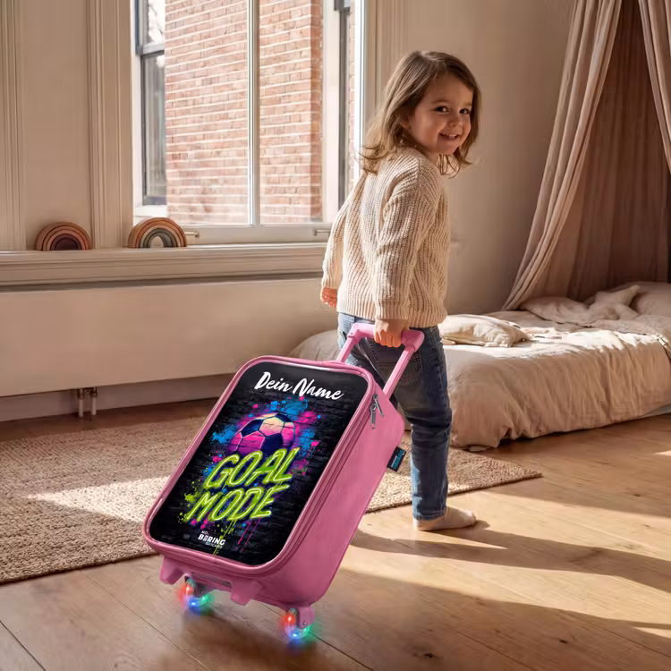 Kinderkoffer Rosa mit Name - Neon - Graffiti - Fußball - Farbenfroh — 2