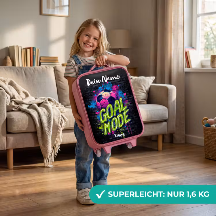 Kinderkoffer Rosa mit Name - Neon - Graffiti - Fußball - Farbenfroh — 3