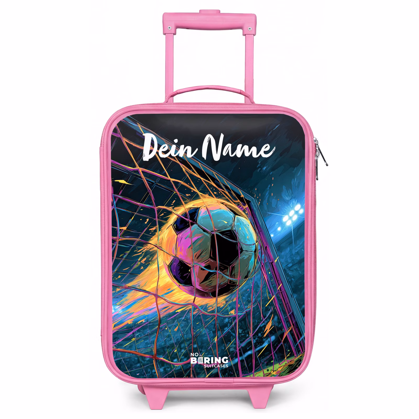 Kinderkoffer Rosa mit Name - Neon - Netz - Fußball - Farbenfroh — 1