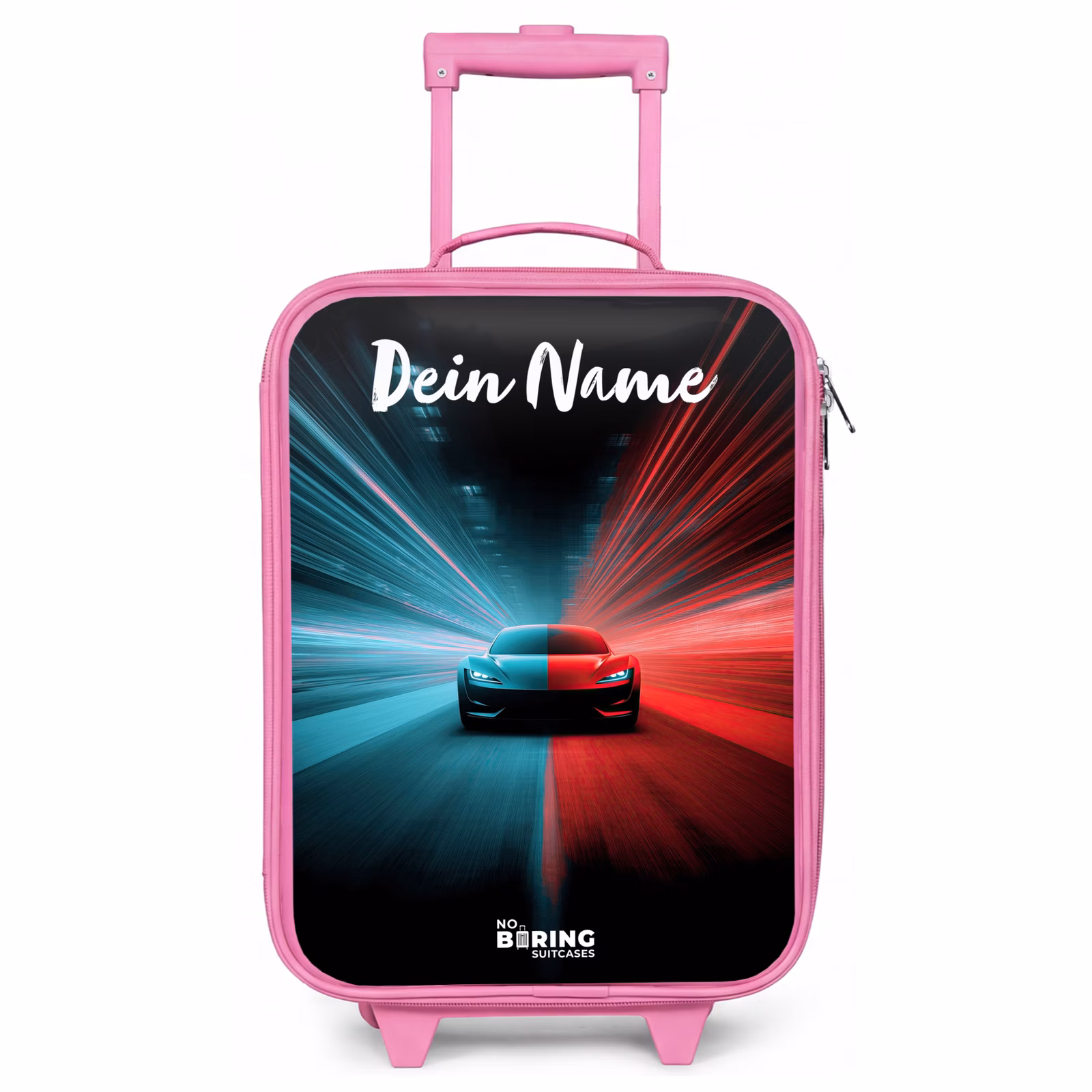 Kinderkoffer Rosa mit Name - Sportwagen - Blau - Neon - Stadt — 1