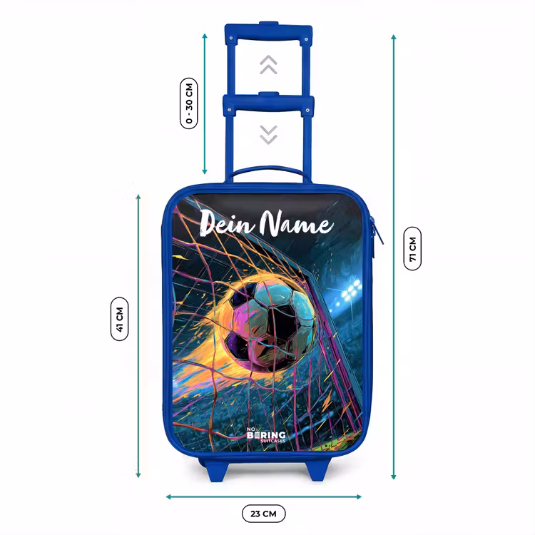 Kinderkoffer Blau mit Name - Neon - Netz - Fußball - Farbenfroh — 7