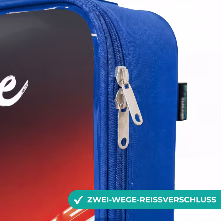 Kinderkoffer Blau mit Name - Rennwagen - Beleuchtung - Neon - Rot — 5