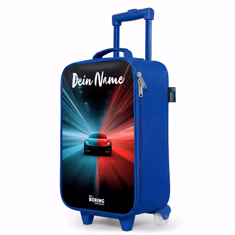 Kinderkoffer Blau mit Name - Sportwagen - Blau - Neon - Stadt — 8