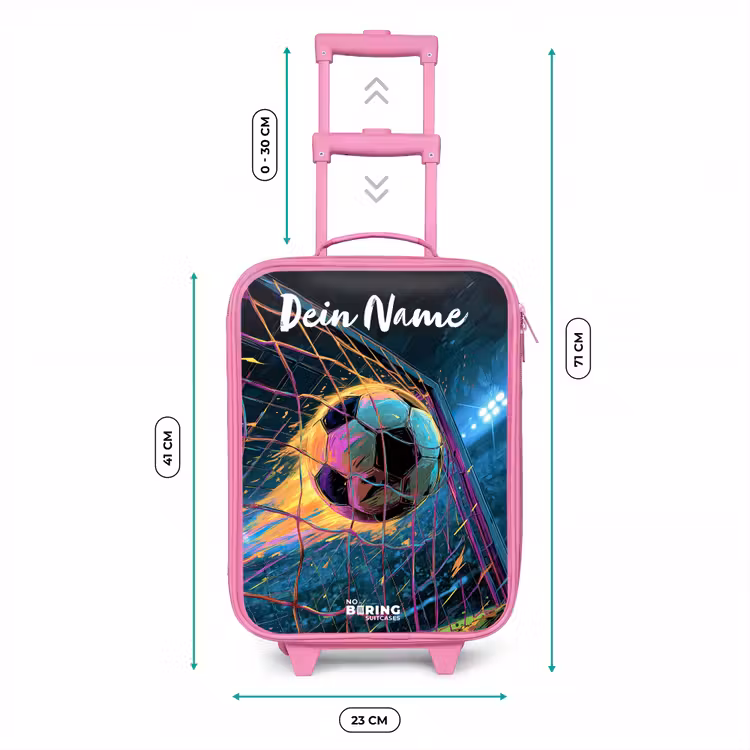 Kinderkoffer Rosa mit Name - Neon - Netz - Fußball - Farbenfroh — 7