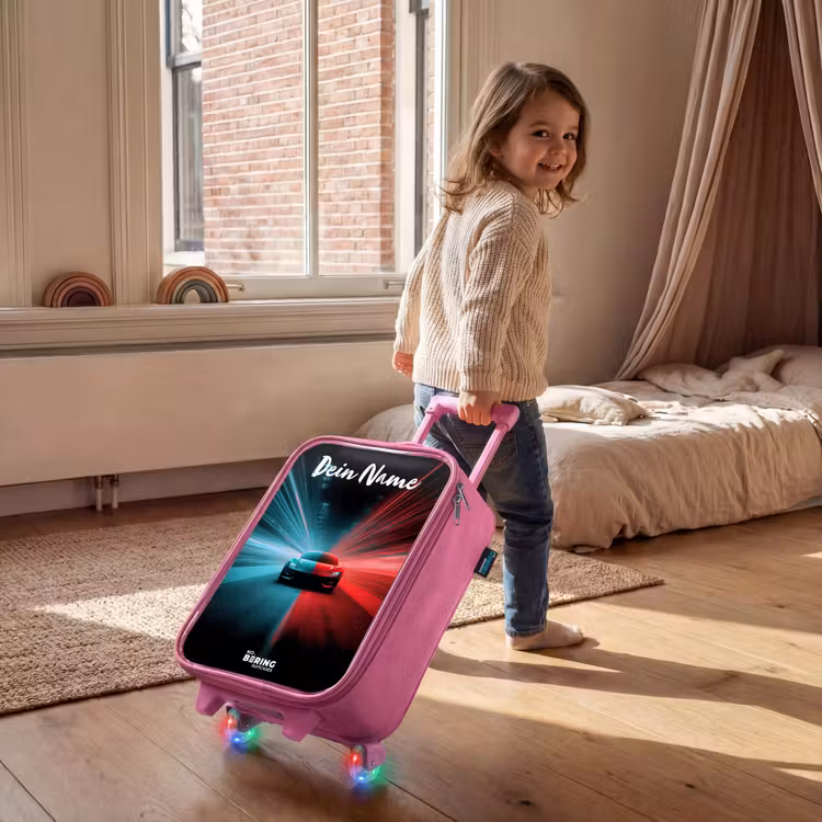 Kinderkoffer Rosa mit Name - Sportwagen - Blau - Neon - Stadt — 2