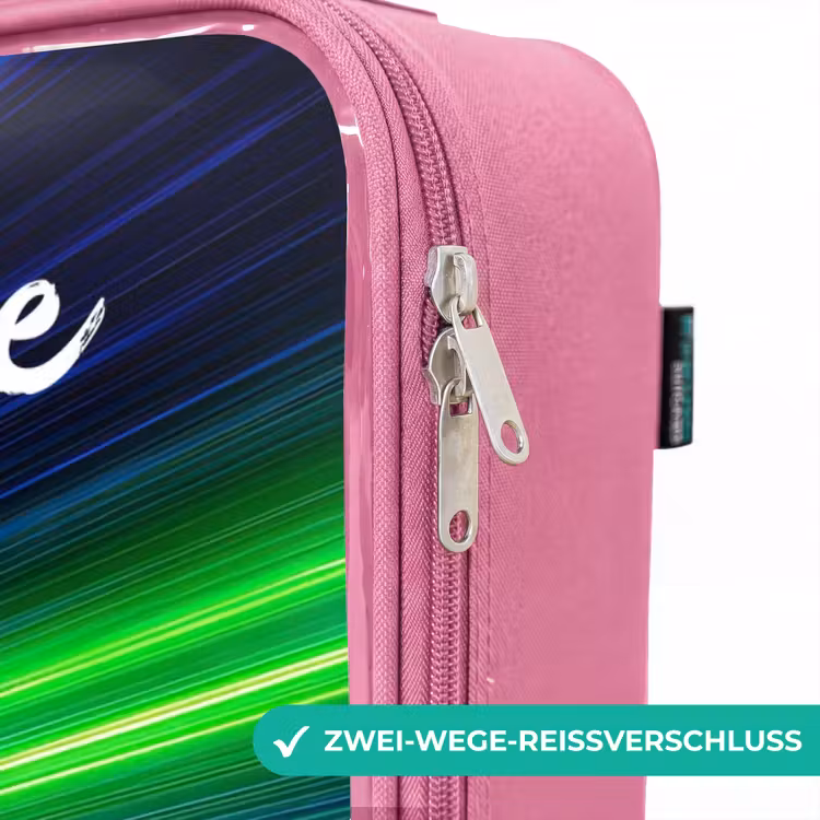 Kinderkoffer Rosa mit Name - Sportwagen - Grün - Geschwindigkeitslinien - Neon — 5