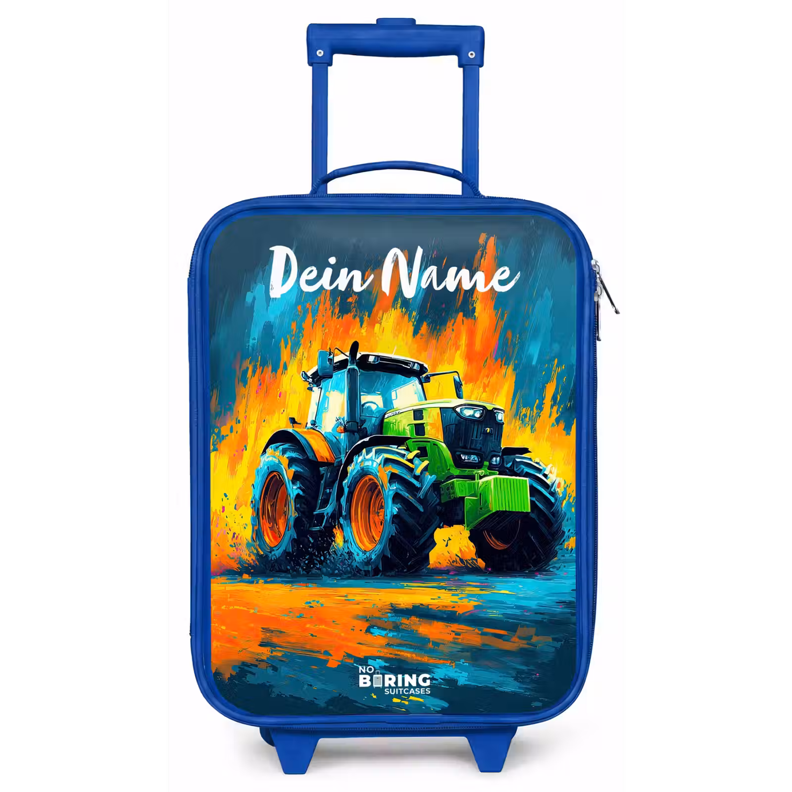 Kinderkoffer Blau mit Name - Abstrakt - Traktor - Grün — 1